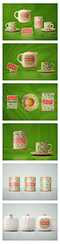 2.62G+绿色茶具茶叶包礼品盒产品盒子vi品牌包装样机PSD设计素材