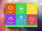 Weather Tile App : This colourful weather app was inspired by Windows 8 Metro tiles and designed for Apple devices such as iPhone and iPad. Showcase below is from the main page and current location page. it is possible to navigate between locations, defau