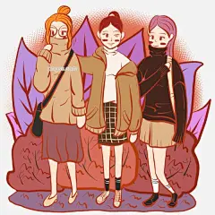 小清新女孩文艺风手绘小插画图片大小2000x2000px 图片尺寸1.84 MB 来自PNG搜索网 pngss.com 免费免扣png素材下载！草丛#闺蜜出游#卡通手绘#可爱少女#梦幻粉#梦幻紫#时尚服装#御姐#植被#