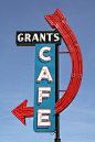 Sign for Grants Cafe on Route 66创意图片素材 - Photolibrary