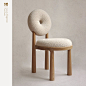 Baba Chair北欧简约诧寂风设计师餐厅原木实木羊羔绒软包书椅餐椅