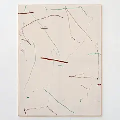 无题 (2020) 油画棒、铅笔、线和石膏、布面、木头，200 x 150 厘米