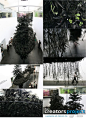 Creatorsproject：#空中墨花园#艺术家马文最近在@尤伦斯UCCA 用墨汁和植物构建起了一座空中花园。这件装置全长20米，宽3米，高8米，悬挂在空中。花园由不同种类的植物和树木组成，底端和顶层两部分呈镜像状分布，艺术家试图通过这种方法创造出水中倒影的效果，让墨以新的方法附属生命。详细：http://t.cn/zOlQGQP