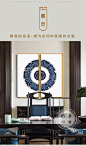 新中式青花瓷玄关装饰画现代简约客厅挂画餐厅会所双联书房壁画-tmall.com天猫