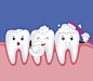 快乐逗人喜爱的卡通牙齿和牙刷。矢量图素材-图片ID：142463757