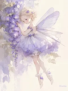 治愈插画 花仙子系列—紫藤萝 - 小红书
