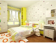 华夏环保蓝色男孩儿童房壁纸 无纺布温馨粉色卧室墙纸卡通房满铺-淘宝网