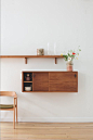 floating wood cabinet, buffet.