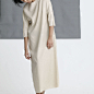 RIMLESS独立设计师品牌素雅麻质料宽松直筒连衣裙自然毛边长裙
