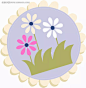 矢量印花图案-花瓣圆形里的青草花朵插画|花朵|卡通|漫画|青草|矢量素材|手绘|图形标识|印花图案|英文字母