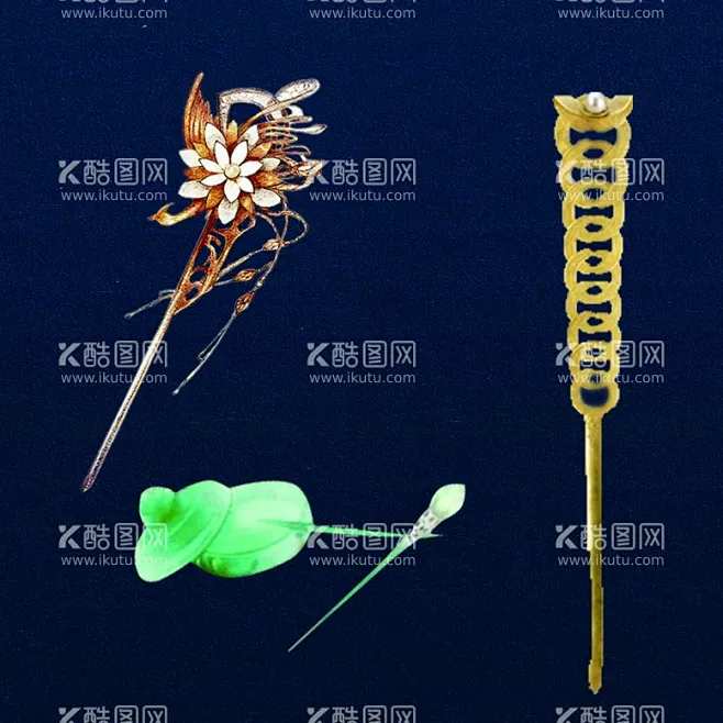 发簪古风配饰 - 源文件下载【酷图网】簪子,发饰,银饰品,装饰,头饰,首饰,古代银器,唐代青铜钗,木簪,古典风格,秦汉时代图案,汉代图案,魏晋 ...