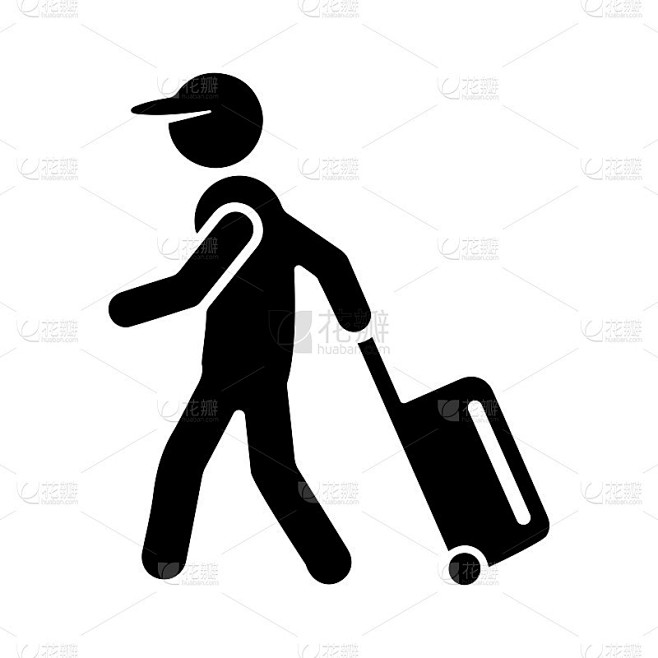 客运、旅游图标。黑色的矢量图形。