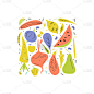 Vector set of fruit and vegetables in hand drawn c