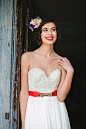 Sarah Seven wedding dress with bright red belt | Izzy Hudgins Photography + Ivory and Beau | see more on: http://burnettsboards.com/2014/07/12-ways-accessorize-wedding-dress/