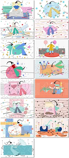 抽象夸张治愈恋爱卡通动漫风少女手绘插画海报psd模板素材设计-淘宝网