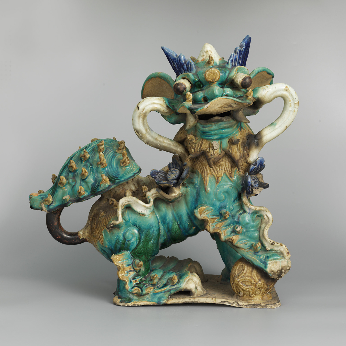 清時代　石湾窯　緑釉水注 清時代 石湾窯 緑釉水注