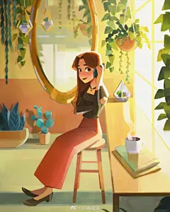 小满的插画分享
画面里加了光影，温暖的感觉立马就出来了Works by hyuna lee #procreate##儿童插画##插画# ​​​​