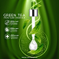 绿茶保湿精华化妆品Ai矢量广告海报Green Tea Moisture Essence#020405