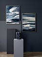 Abstract wall art in blue.   