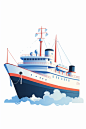卡通帆船矢量船只交通运输工具插画图标元素