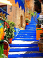 蓝色的楼梯，西米岛，希腊