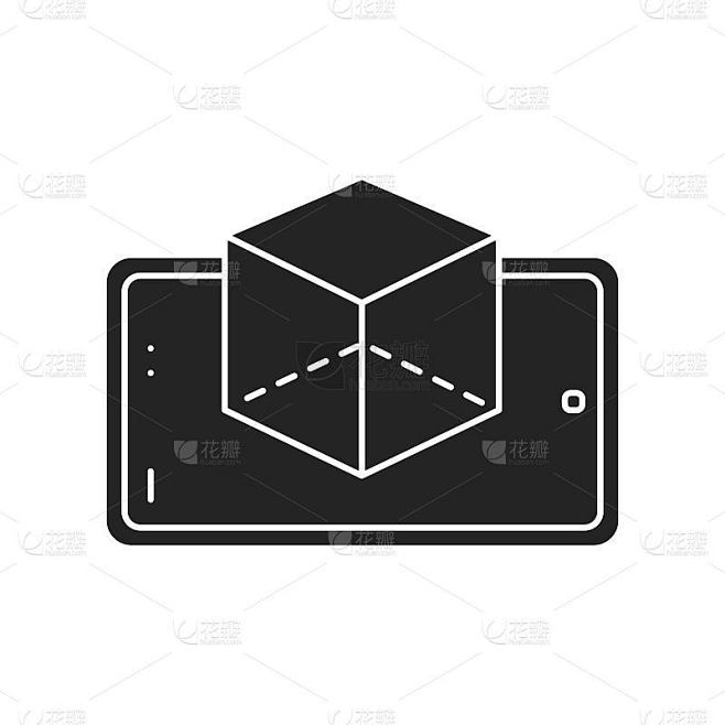 虚拟现实应用黑色象形图标。创新技术。象形图网页，移动应用。UI UX GUI设计元素。