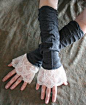 ❥ ELOISE vintage Victorian inspired cotton and lace cuffs, fingerless gloves, arm warmers