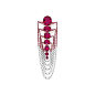 Rubellite and Diamond Brooch Of oriental design, set with a line of graduated oval rubellites together weighing approximately 45.50 carats, each to the circular-cut spinel gallery extended to suspend a circular-cut spinel and diamond swag, the spinels and