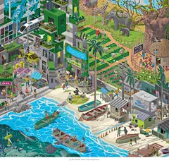 #微博公开课#插画师Nils-Petter Ekwall为国际慈善组织绘制了一系列的主题插画，庞大的场景下的人生百态在他的把控下，处处都是细节这下可别再说没有场景素材啦，细节控也赶紧住！ ​​​​