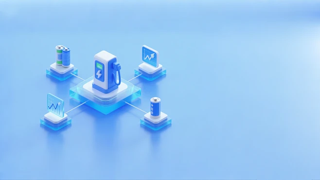 jimeng-2025-06-20-204-储能充电站图标，在中间，四周围绕抽水蓄能水库icon图标，超级电容器符号icon图标，储能电站图标 ...