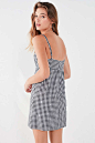 Slide View: 2: Cooperative Straight Neck Gingham Dress