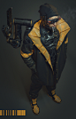 Dealer , Augusto Ribeiro E Silva @augusto.ribeiroes : On this character, I focused a lot on the sci-fi looking photo reflexive yellow part of the clothing since it gives contrast between the black, natural-looking fabric and takes away the need for more t