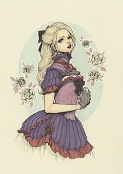 750 洛丽塔华丽复古风手绘线稿素材 (66)