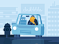 Car Chase city cop loop illustration gif chase car character animation 2.5d