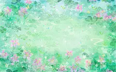 水彩春天插画绿色草地野花四叶草蝴蝶植物立春春季风景手绘背景