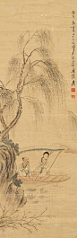 沙馥——【丙午长夏】泛舟 仕女人物小景 立轴欣赏 | 
晚清|沙馥(1831~1906)字山春号粟庵，别署香泾外史，江苏苏州人。马仙根弟子，工人物仕女花鸟，笔意纵意饶富韵致，苏州阊门外山塘年画铺中最著名画家。初摹陈老莲，问业任熊，与任薰关系甚密。后因自愧不如任薰，遂弃老莲法，转学改琦、费丹旭，遂自成一家。