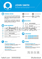 Blue minimalistic personal vector resume - cv template