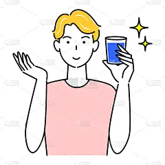 中暑措施可爱的男子饮水与水合插画简单的向量中暑预防。用玻璃杯喝水来补充水分的帅哥。简单的说明。向量。