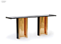 Year in Review: 70 Must-See Furnishings | Eric Schmitt’s Colonne Double console in gilded, sculpted bronze by Christian Liaigre. #design #interiordesign #interiordesignmagazine