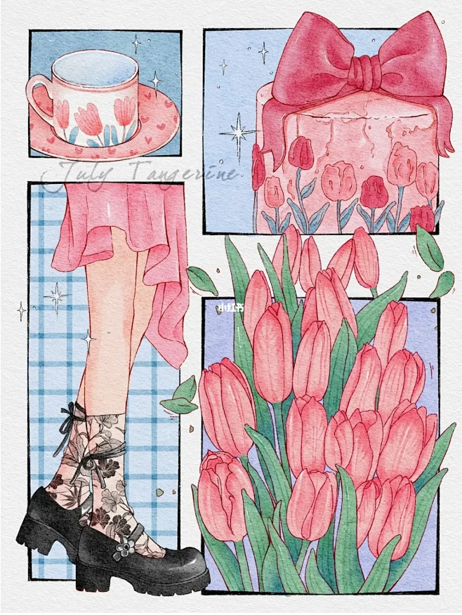 原创插画｜分镜插画｜少女的郁金香