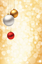 明亮,闪亮的,法定假日,圣诞节,红色_165942064_Multicolored Christmas Balls on Gold flare Background_创意图片_Getty Images China