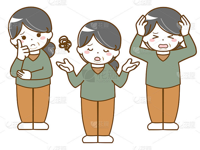 肥胖的中年妇女不安的表情