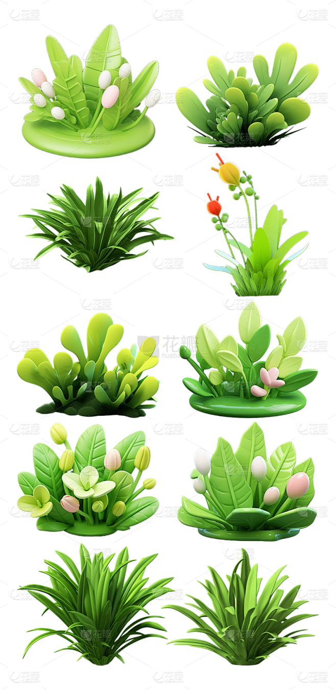 2309SC-素材组合-3D风格植物静态...