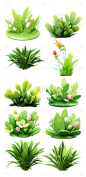 2309SC-素材组合-3D风格植物静态贴纸-草丛