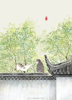 《猫咪日常》
古风插画超话 古风水彩插画超话 墨心绘意超话    

寒冬将至，万物苏醒，春色满园，沐浴春风。

在这初春渐暖的日子，
喵~~o( =∩ω∩= )m最稀罕就是爬上最高的地方，...展开全文c
