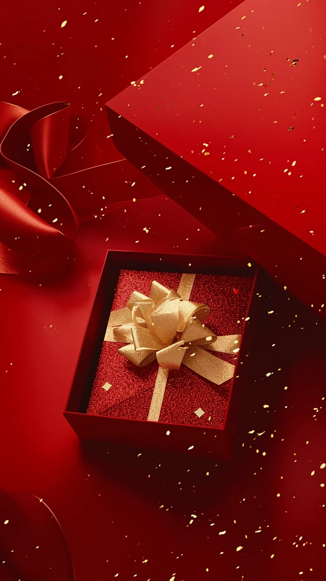 A red gift box with ...