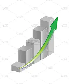 灰色商业图与向上趋势箭头.