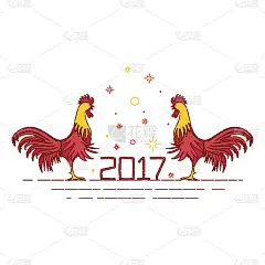 红公鸡卡片模板