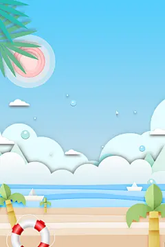 夏天夏季海边风景节气节日背景素材