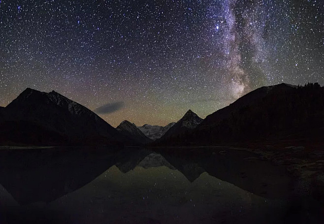 银河系,湖,山,反射,夜晚图片ID:VC...